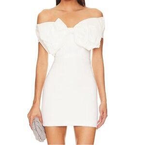 Bardot White Off-Shoulder Bow Dress